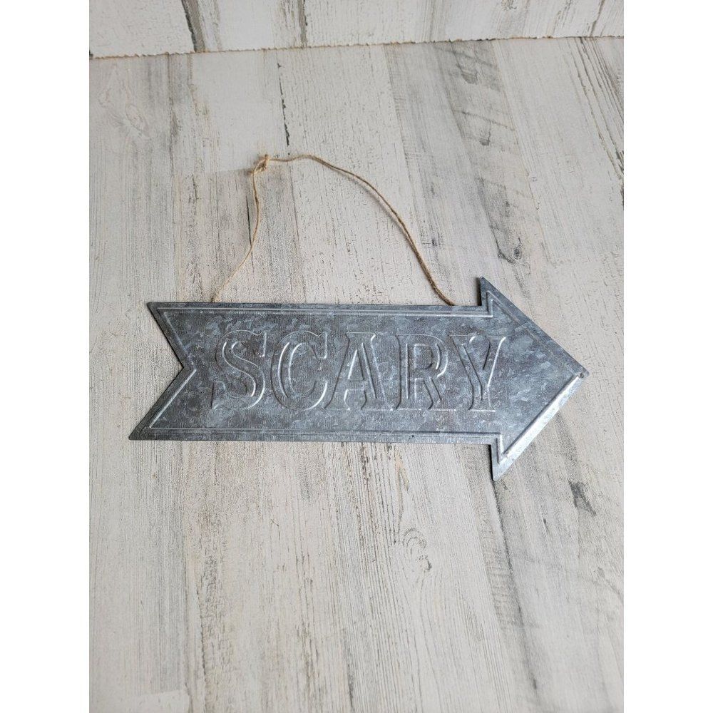 Scary tin Arrow sign Halloween haunted house